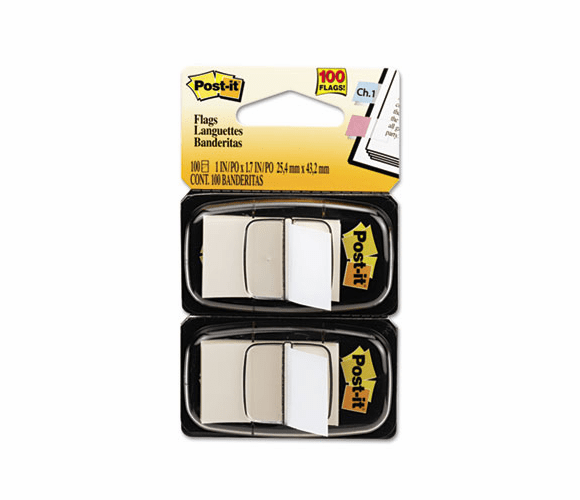 MMM680WE2 Standard Tape Flags in Dispenser, White, 100 Flags/Dispenser By 3M/COMMERCIAL TAPE DIV.