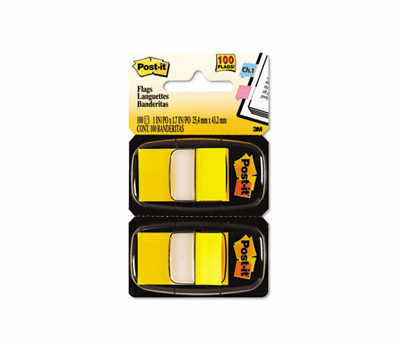 MMM680YW12 Marking Flags in Dispensers, Yellow, 12 50-Flag Dispensers/Pack By 3M/COMMERCIAL TAPE DIV.