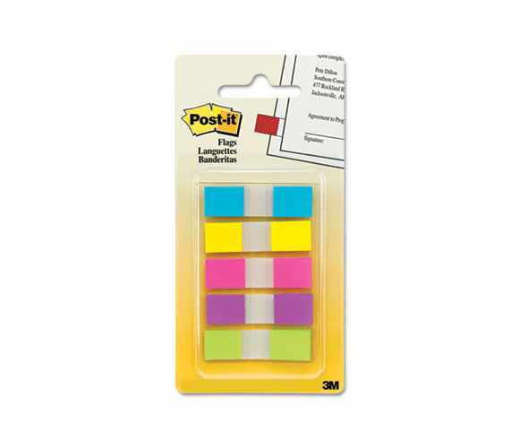 MMM6835CB Flags in Portable Dispenser, Five Bright Colors, 5 Dispensers of 20 Flags per Color By 3M/COMMERCIAL TAPE DIV.