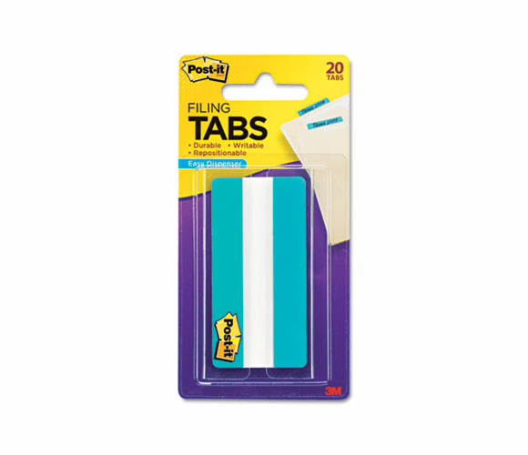 MMM68620A3IN Durable Tabs, Aqua, 3 x 1 1/2, 20/PK By 3M/COMMERCIAL TAPE DIV.
