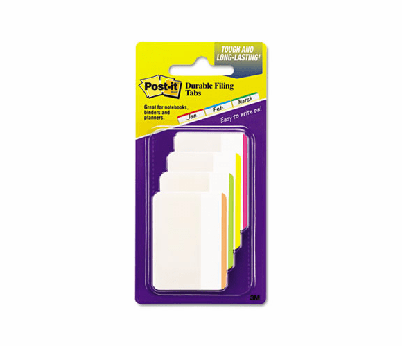 MMM686F1BB Durable File Tabs, 2 x 1 1/2, Striped, Assorted Fluorescent Colors, 24/Pack By 3M/COMMERCIAL TAPE DIV.