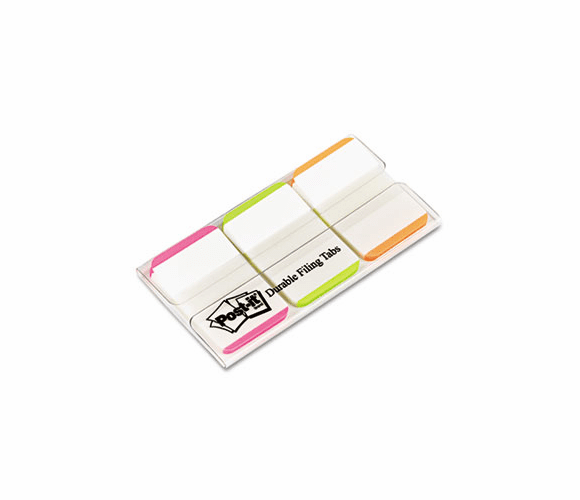 MMM686LPGO Durable File Tabs, 1 x 1 1/2, Striped, Assorted Fluorescent Colors, 66/Pack By 3M/COMMERCIAL TAPE DIV.