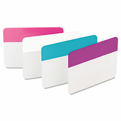 MMM686PWAV Durable File Tabs, 2 x 1 1/2, Aqua, Pink, Violet, White, 24/Pack By 3M/COMMERCIAL TAPE DIV.