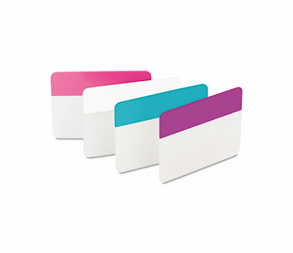 MMM686PWAV Durable File Tabs, 2 x 1 1/2, Aqua, Pink, Violet, White, 24/Pack By 3M/COMMERCIAL TAPE DIV.