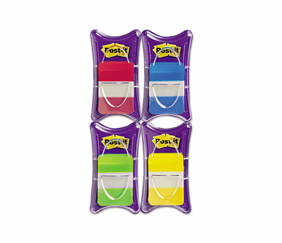 MMM686RALY Durable File Tabs, Solid Color, 1" x 1 1/2, Red, Blue, Green, Yellow, 100/PK By 3M/COMMERCIAL TAPE DIV.