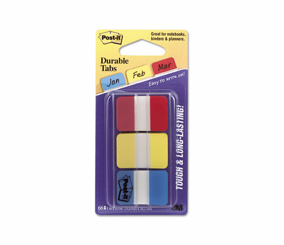 MMM686RYB Durable File Tabs, 1 x 1 1/2, Assorted Standard Colors, 66/Pack By 3M/COMMERCIAL TAPE DIV.