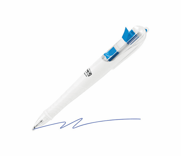 MMM692P2BLUE Ballpoint Retractable Pen with 50 Flags, Blue Ink, Medium, 2 per Pack By 3M/COMMERCIAL TAPE DIV.
