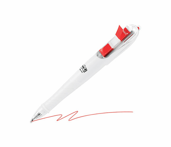MMM692P2RED Ballpoint Retractable Pen with 50 Flags, Red Ink, Medium, 2 per Pack By 3M/COMMERCIAL TAPE DIV.