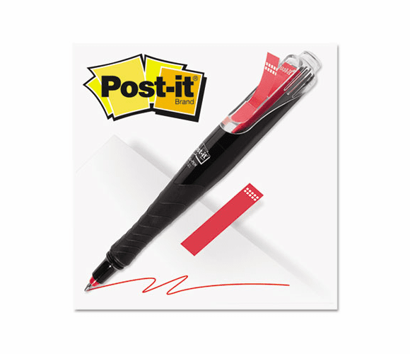 MMM694G2RED7 Roller Ball Retractable Gel Pen with 50 Flags, Red Ink, Fine, 2 per Pack By 3M/COMMERCIAL TAPE DIV.