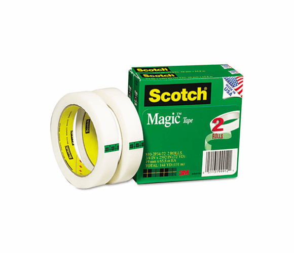 MMM8102P3472 Magic Tape, 3/4" x 2592", 3" Core, 2 Rolls By 3M/COMMERCIAL TAPE DIV.