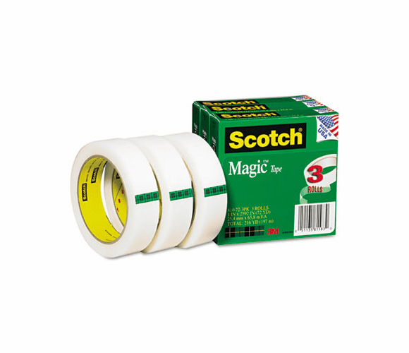 MMM810723PK Magic Tape, 1" x 2592", 3" Core, 3 Rolls By 3M/COMMERCIAL TAPE DIV.