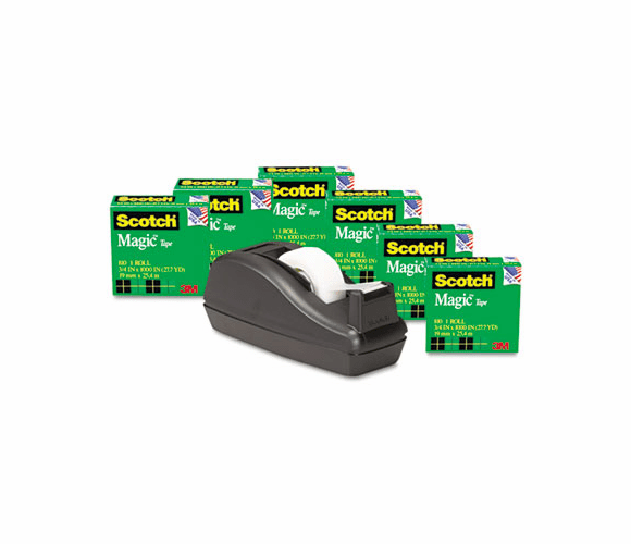 MMM810C40BK Scotch Magic Tape, 1" Core, Black, 6 Rolls By 3M/COMMERCIAL TAPE DIV.