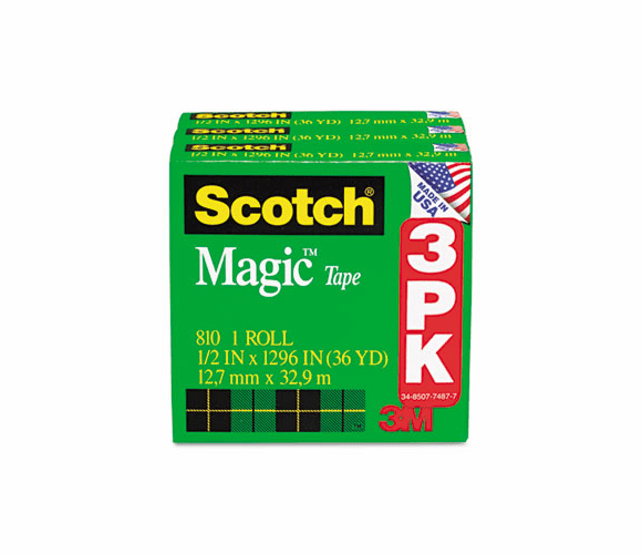 MMM810H3 Magic Tape Refill, 1/2" x 1296", 3/Pack By 3M/COMMERCIAL TAPE DIV.