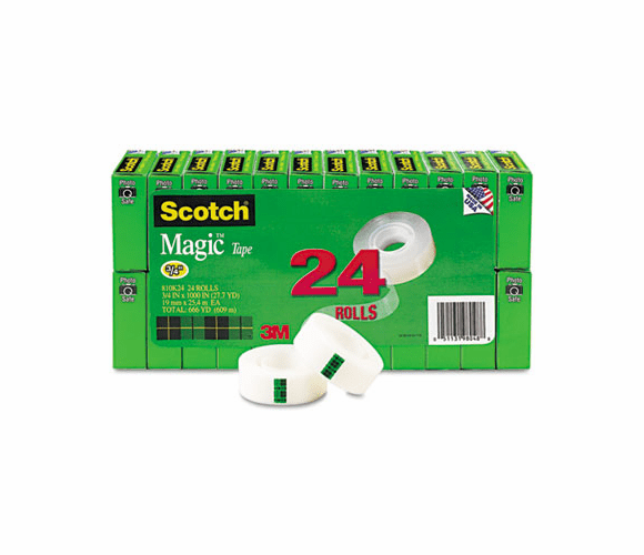 MMM810K24 Magic Tape Value Pack, 3/4" x 1000", 1" Core, Clear By 3M/COMMERCIAL TAPE DIV.