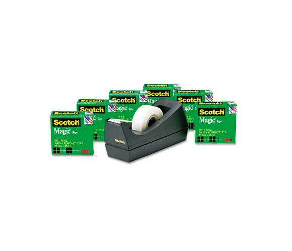 MMM810K6C38 Magic Tape Value Pack with FREE C38 Dispenser, 3/4" x 1000" Tape, 6/Pack By 3M/COMMERCIAL TAPE DIV.