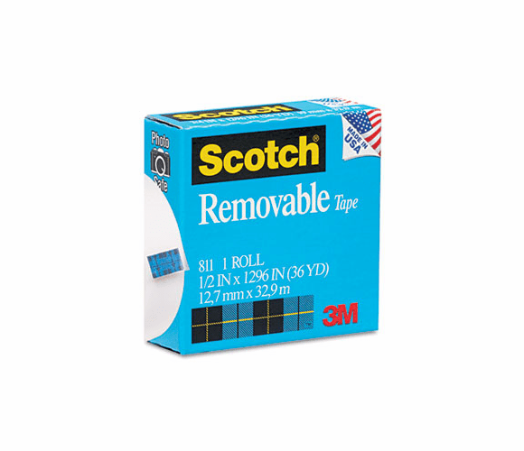MMM811121296 Removable Tape, 1/2" x 1296", 1" Core By 3M/COMMERCIAL TAPE DIV.