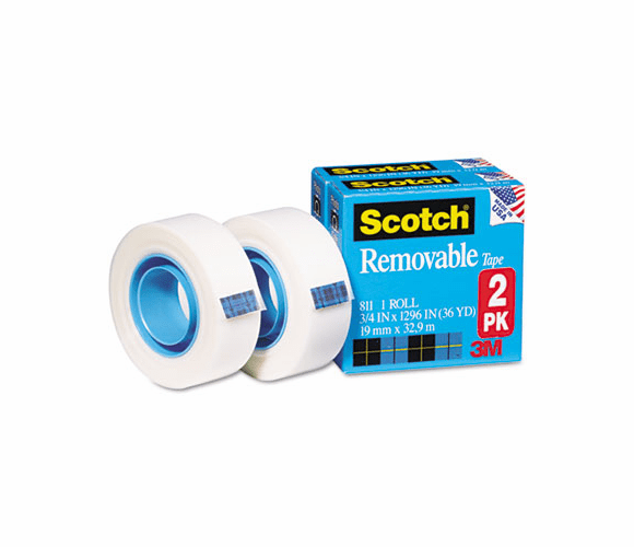 MMM8112PK Removable Tape 811-2PK, 3/4" x 1296", 1" Core, 2 Rolls By 3M/COMMERCIAL TAPE DIV.