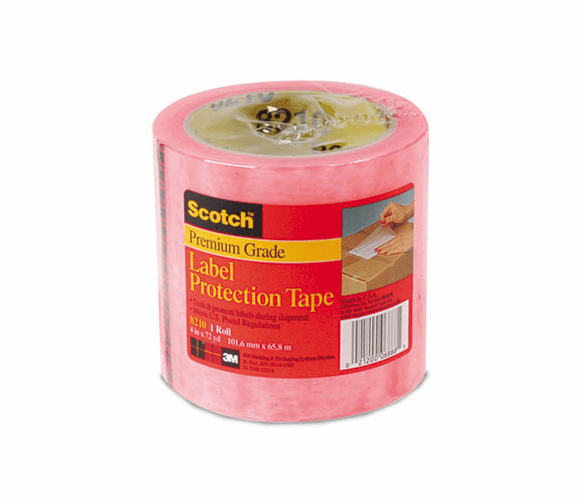 MMM82104 Labelgard Shipping Label System, 2.5 Mil Pink Tint Film Tape, 4" x 72 yd. Roll By 3M/COMMERCIAL TAPE DIV.