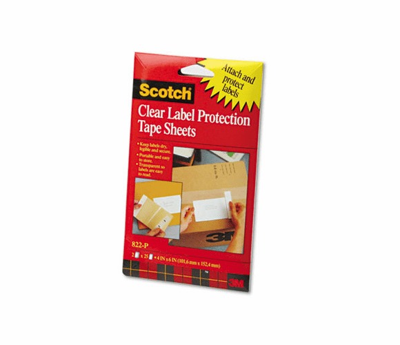 MMM822P ScotchPad Label Protection Tape Pads, 4 x 6, 2 25-Sheet Pads/Pack By 3M/COMMERCIAL TAPE DIV.