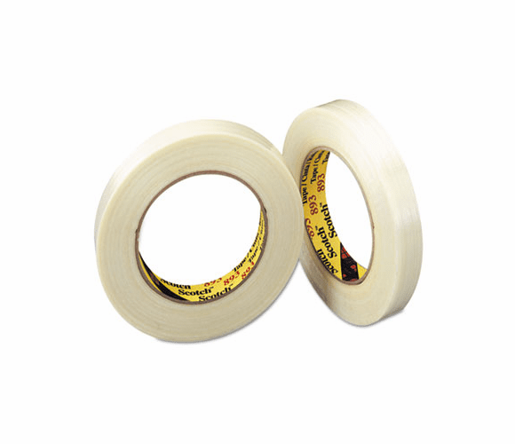 MMM89349 Filament Tape, 3/8" x 60 yards, 3" Core, Clear, 96/Carton By 3M/COMMERCIAL TAPE DIV.