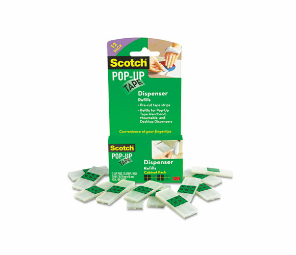 MMM90M12PK Pop-up Magic 3/4" Tape Strip Refill, Clear, 75/Pad 12/Pack By 3M/COMMERCIAL TAPE DIV.