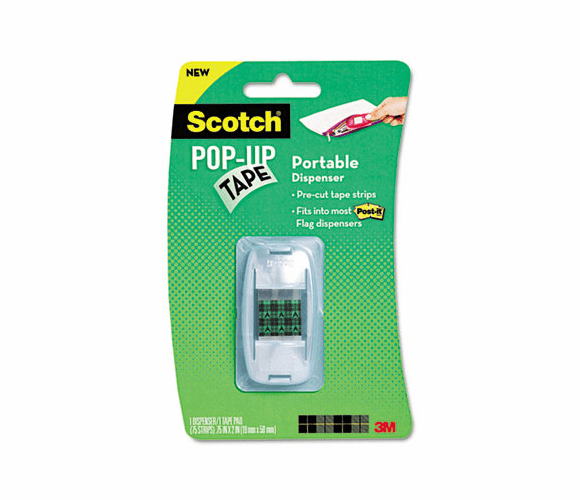 MMM95GS Pop-up Tape Portable Dispenser, 1 Tape Pad, 75 Strips, 3/4" x 2" Tape Strips By 3M/COMMERCIAL TAPE DIV.