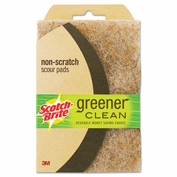 MMM97223 Greener Clean Non-Scratch Scour Pad, 4 x 6, Natural, 2/Pack By 3M/COMMERCIAL TAPE DIV.