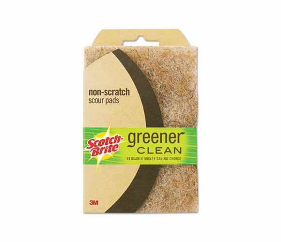 MMM97223 Greener Clean Non-Scratch Scour Pad, 4 x 6, Natural, 2/Pack By 3M/COMMERCIAL TAPE DIV.