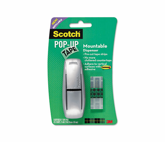 MMM97GS Pop-up Tape Mountable Dispenser, 1 75-Tape Strip Pad, 3/4" x 2" Tape Strips By 3M/COMMERCIAL TAPE DIV.