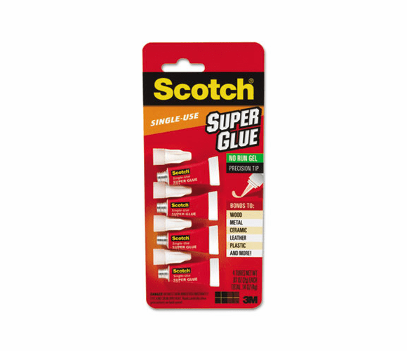 MMMAD119 Scotch Single Use Super Glue, 1/2 Gram Tube, No-Run Gel, 4/PK By 3M/COMMERCIAL TAPE DIV.