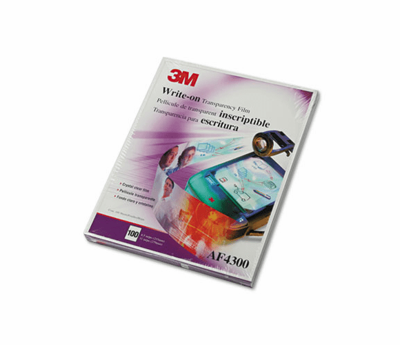 MMMAF4300 Write-On Transparency Film, Letter, Clear, 100/Box By 3M/COMMERCIAL TAPE DIV.