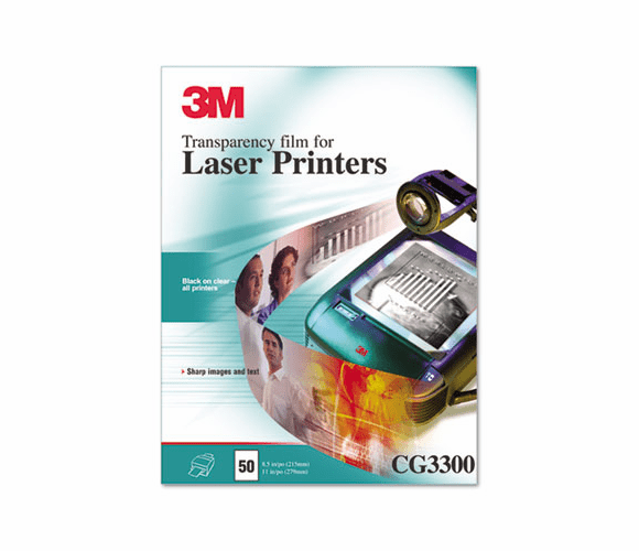 MMMCG3300 Black & White Laser Printer Transparency Film, Clear, Letter, 50/Box By 3M/COMMERCIAL TAPE DIV.