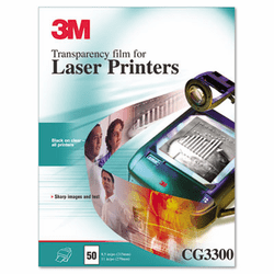MMMCG3300 Black & White Laser Printer Transparency Film, Clear, Letter, 50/Box By 3M/COMMERCIAL TAPE DIV.