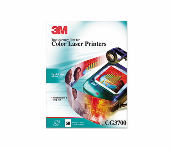 MMMCG3700 Color Laser Printer Transparency Film, Clear, Letter, 50/Box By 3M/COMMERCIAL TAPE DIV.