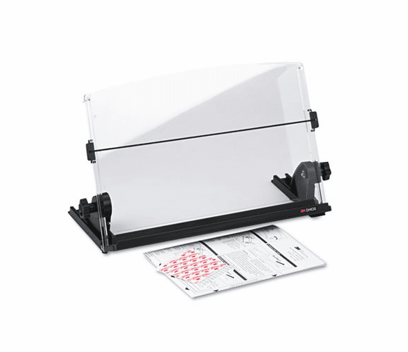 MMMDH630 In-Line Adjustable Desktop Copyholder, Plastic, 150 Sheet Capacity, Black/Clear By 3M/COMMERCIAL TAPE DIV.