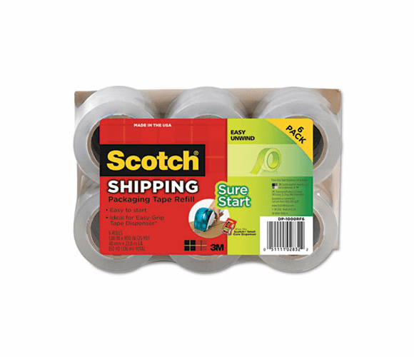 MMMDP1000RF6 Refill Rolls for DP-1000 Easy Grip Tape Dispenser, 1.88" x 25 yds, 6 Rolls/Pack By 3M/COMMERCIAL TAPE DIV.