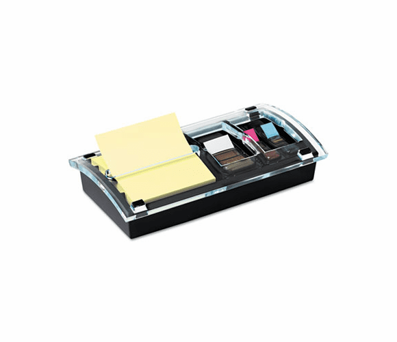 MMMDS100 Note and Flag Dispenser, 3 x 3 Canary Notes and Assorted Flags, Black Dispenser By 3M/COMMERCIAL TAPE DIV.