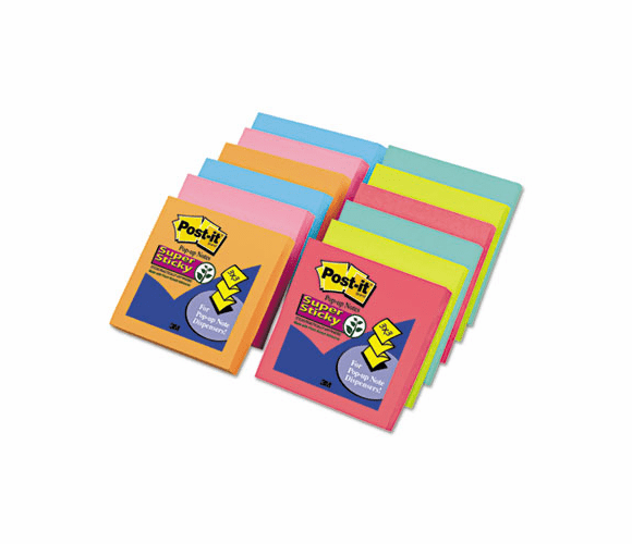 MMMDS330SSVA Super Sticky Pop-up Dispenser Value Pack, 3 x 3, Assorted By 3M/COMMERCIAL TAPE DIV.