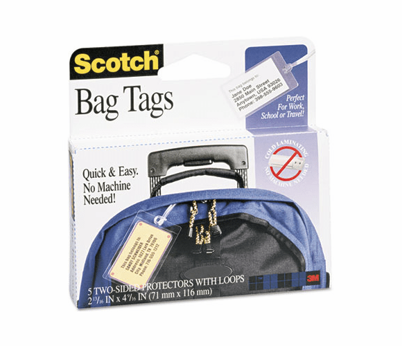 MMMLS8535G Self-Sealing Laminating Sheets, 12.5 mil, 2 13/16 x 4 9/16, Luggage Tag Size, 5 By 3M/COMMERCIAL TAPE DIV.