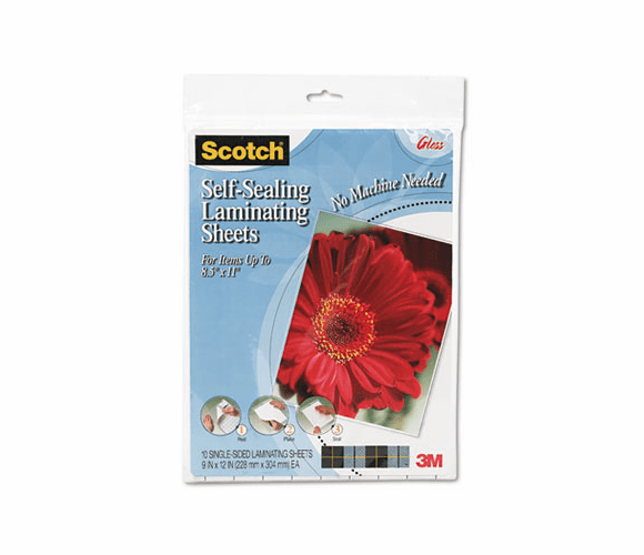 MMMLS854SS10 Self-Sealing Laminating Sheets, 6.0 mil, 8 1/2 x 11, 10/Pack By 3M/COMMERCIAL TAPE DIV.