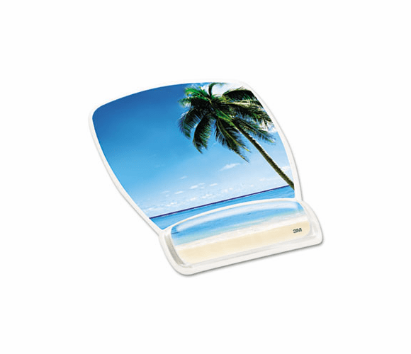 MMMMW308BH Gel Mouse Pad w/Wrist Rest, Nonskid Plastic Base, 6-3/4 x 9-1/8, Beach Design By 3M/COMMERCIAL TAPE DIV.