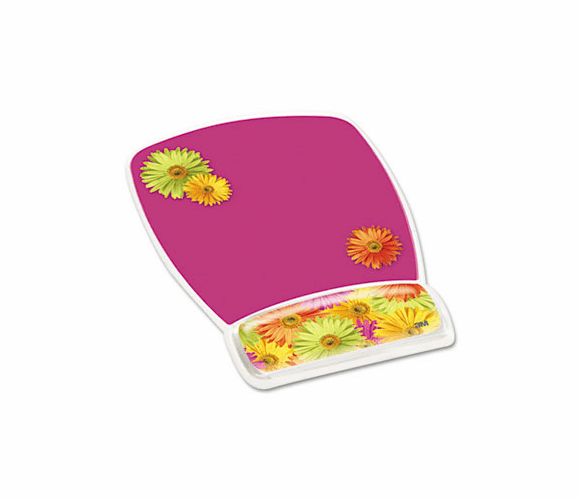 MMMMW308DS Gel Mouse Pad w/Wrist Rest, Nonskid Plastic Base, 6-3/4 x 9-1/8, Daisy Design By 3M/COMMERCIAL TAPE DIV.