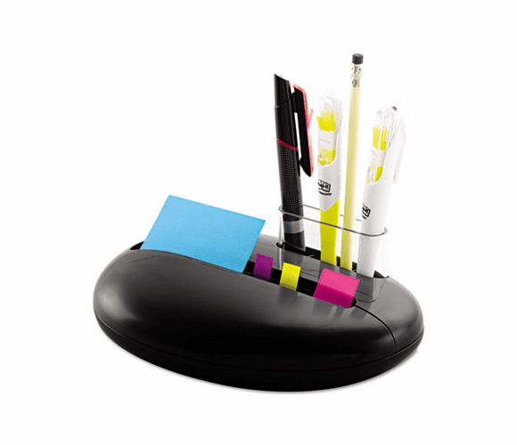 MMMPBL100 Note and Flag Combo Pebble Dispenser, 3 x 3 Notes, Assorted Flags, Black By 3M/COMMERCIAL TAPE DIV.