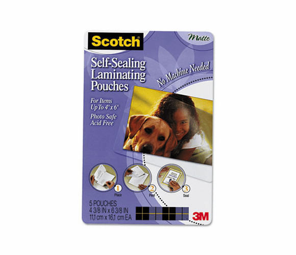 MMMPL900M Self-Sealing Laminating Pouches, 9.5 mil, 4 x 6, Photo Size, 5/Pack By 3M/COMMERCIAL TAPE DIV.
