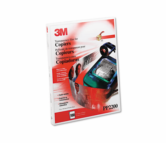MMMPP2200 Transparency Film for Laser Copiers, Removable Sensing Stripe, Letter, 100/Box By 3M/COMMERCIAL TAPE DIV.