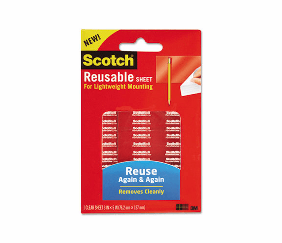 MMMR102 Restickable Mounting Tabs, 3 x 5, Clear, 1 Sheet/Pack By 3M/COMMERCIAL TAPE DIV.