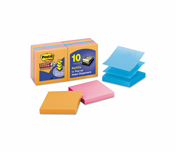 MMMR33010SSAN Pop-Up Notes, 3 x 3, Electric Glow, 10 90-Sheet Pads/Pack By 3M/COMMERCIAL TAPE DIV.