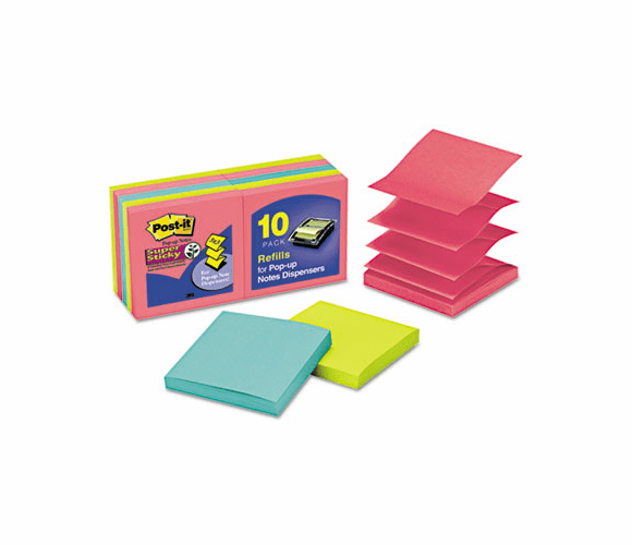 MMMR33010SSAU Pop-Up Notes, 3 x 3, Jewel Pop, 10 90-Sheet Pads/Pack By 3M/COMMERCIAL TAPE DIV.