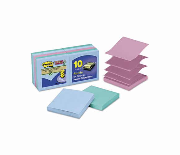 MMMR33010SST Super Sticky Pop-Up Notes, 3 x 3, Tropic Breeze, 10 90-Sheet Pads/Pack By 3M/COMMERCIAL TAPE DIV.