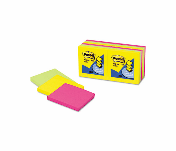 MMMR33012AU Pop-Up Note Refills, 3 x 3, Five Ultra Colors, 12 100-Sheet Pads/Pack By 3M/COMMERCIAL TAPE DIV.